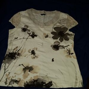 KELLO CAP SLEEVE FLORAL TIE DYED TOP SIZE LARGE